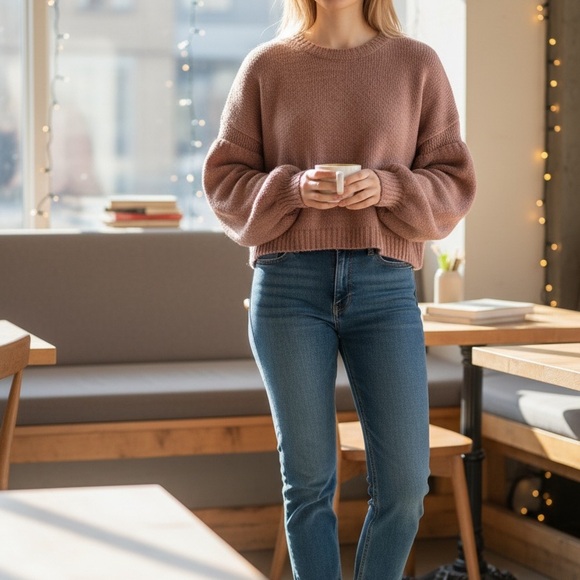 POL NWT Red Ivory Striped Knit Sweater SZ S - Picture 2 of 3